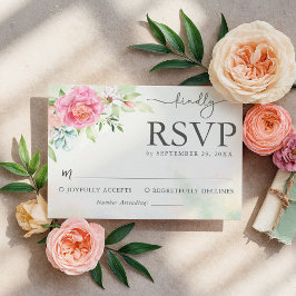 Elegante Roze Roestige Trouwreactiekaart RSVP Kaartje