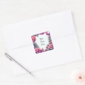 Elegante Roze Romantische Rozen Vierkante Sticker (Envelop)