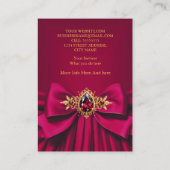 Elegante Roze Rood Goud Juweel Bow Drape Visitekaartje (Achterkant)
