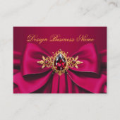 Elegante Roze Rood Goud Juweel Bow Drape Visitekaartje (Voorkant)