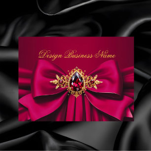 Elegante Roze Rood Gouden Sierlijke Boog Drapage Visitekaartje