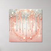 Elegante roze rood & zilver glitter druppel canvas afdruk (Voorkant)