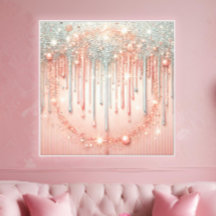 Elegante roze rood & zilver glitter druppel