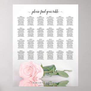 Elegante Roze Roos 24 Tafel Trouw Stoelenplattegro Poster