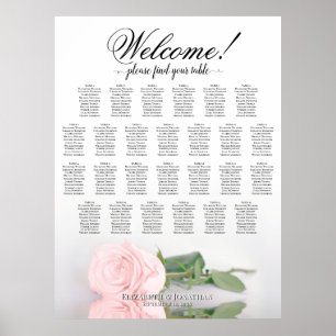 Elegante Roze Roos 26 Tafel Trouw Stoelenplattegro Poster