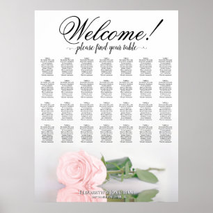 Elegante Roze Roos 28 Tafel Trouwlocatie Stoelenpl Poster