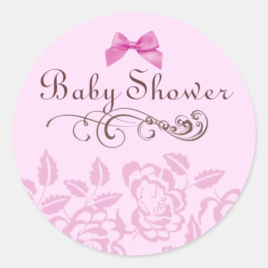 Elegante Roze Roos Baby Shower Envelop Sticker (Voorkant)