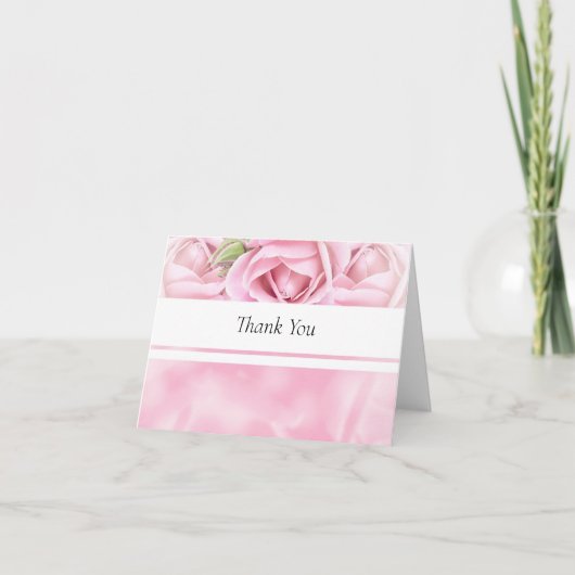Elegante roze roos bedankje bedankkaart (Voorkant)