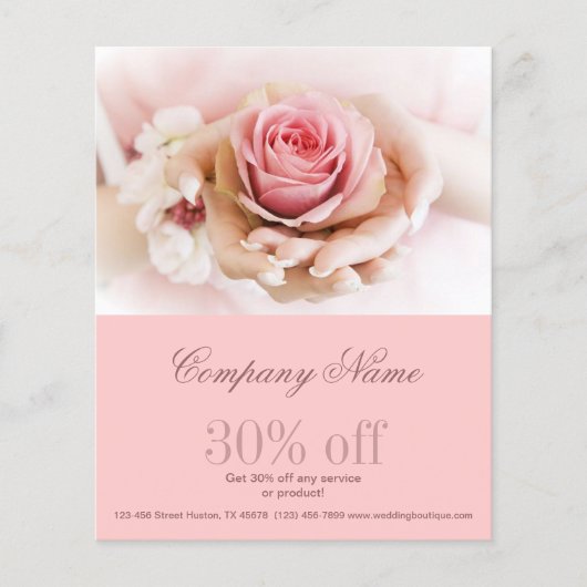 elegante roze roos bloem bruidsboeket flyer (Voorkant)