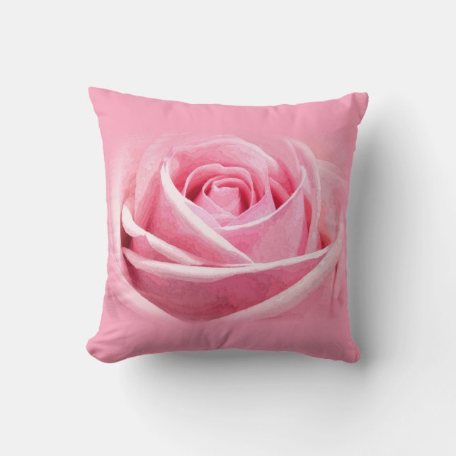 Elegante Roze Roos Bloem Modern Design Vierkant Ch Kussen (Voorkant)