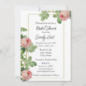 Elegante Roze Roos Bloemachtige Bruidsuitnodiging Kaart (Voorkant)