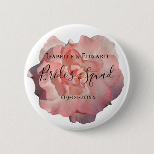 Elegante Roze Roos Bloemachtige Bruiloftsfeest Ronde Button 5,7 Cm