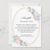 Elegante Roze Roos Bloemen Begrafenis Dank u Bedankkaart (Voorkant)