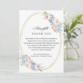 Elegante Roze Roos Bloemen Begrafenis Dank u Bedankkaart (Staand voorkant)