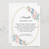 Elegante Roze Roos Bloemen Begrafenis Dank u Bedankkaart (Voorkant / Achterkant)