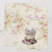 elegante Roze roos Bloemen Bruids theefeest Kaart (Voorkant / Achterkant)