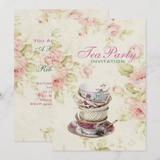 elegante Roze roos Bloemen  Bruids theefeest Kaart (Voorkant / Achterkant)