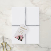 Elegante Roze Roos Bloemen Huwelijk Dank u Cadeaulabel (Met Touw)