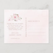 Elegante Roze Roos Bloemen Trouwfoto Dank u Briefkaart (Achterkant)