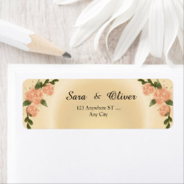 Elegante Roze Roos Bloemendesign Etiket
