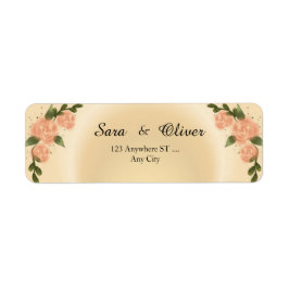 Elegante Roze Roos Bloemendesign Etiket