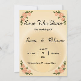 Elegante Roze Roos Bloemendesign Save The Date