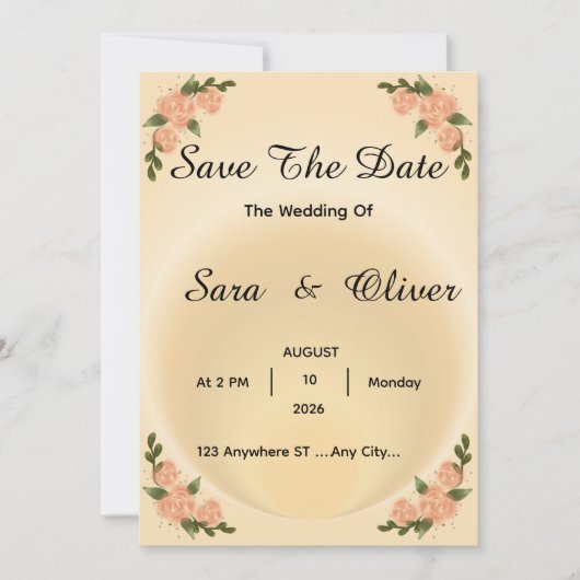 Elegante Roze Roos Bloemendesign Save The Date (Voorkant)