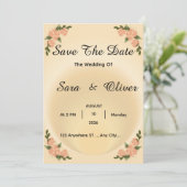 Elegante Roze Roos Bloemendesign Save The Date (Staand voorkant)
