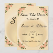Elegante Roze Roos Bloemendesign Save The Date (Voorkant / Achterkant)