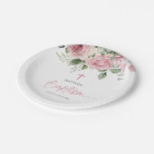 Elegante roze roos bloemendoop papieren bordje (Gekanteld)