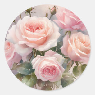 Elegante roze roos bloementuin ronde sticker