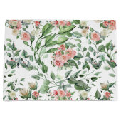 Elegante Roze Roos Bloemige Botanische Bruiloft  Groot Cadeauzakje (Voorkant)