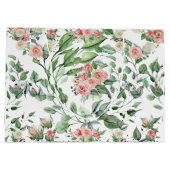 Elegante Roze Roos Bloemige Botanische Bruiloft  Groot Cadeauzakje (Achterkant)