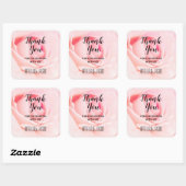 Elegante Roze Roos Bloemige Dankjewel Vierkante Sticker (Vel)