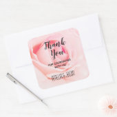 Elegante Roze Roos Bloemige Dankjewel Vierkante Sticker (Envelop)