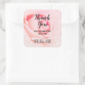 Elegante Roze Roos Bloemige Dankjewel Vierkante Sticker (Tas)
