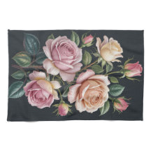 Elegante Roze Roos Bloemige Keukenhanddoeken Vinta