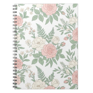 Elegante Roze Roos Bloemige Notitieboek Journaal