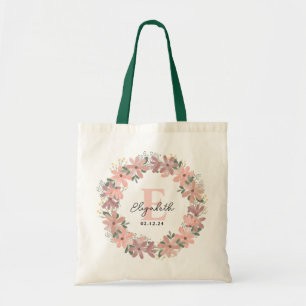 Elegante Roze Roos Bloemige Persoonlijke Bruid Tote Bag