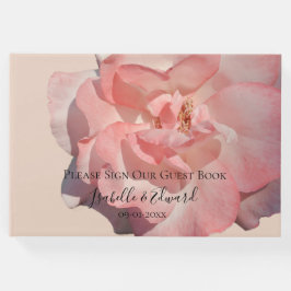 Elegante Roze Roos Bloemige Trouwreceptie Gastenboek