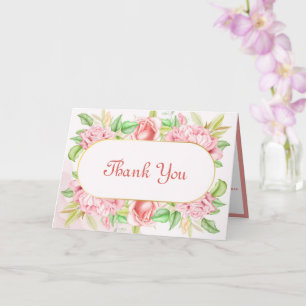 Elegante Roze Roos Bloemige Vintage Pioen Bloemen Kaart