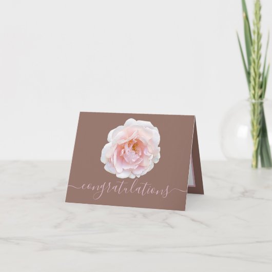 Elegante Roze Roos Botanische Kleur Felicitaties Kaart (Voorkant)