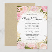 Elegante roze roos bruids douche uitnodiging (Voorkant / Achterkant)