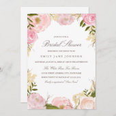 Elegante roze roos bruids douche uitnodiging (Voorkant / Achterkant)