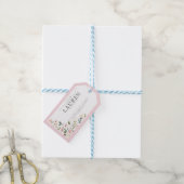 Elegante roze roos bruidsdouche zonder wrap cadeaulabel (Met Touw)