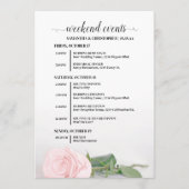 Elegante Roze Roos Bruiloft Evenementen & Tijdsche Programmakaart (Voorkant)