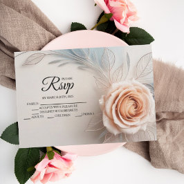 Elegante Roze Roos Dauw Drops Designer RSVP Kaarte Kaartje