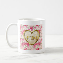 Elegante Roze Roos en Gouden Hart Beste Moeder Ooi Koffiemok