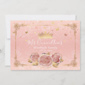 Elegante Roze Roos en Gouden Quinceanera Foto Bedankkaart (Achterkant)