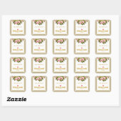 Elegante Roze Roos en Gouden Scriptie Bruiloft Vierkante Sticker (Vel)
